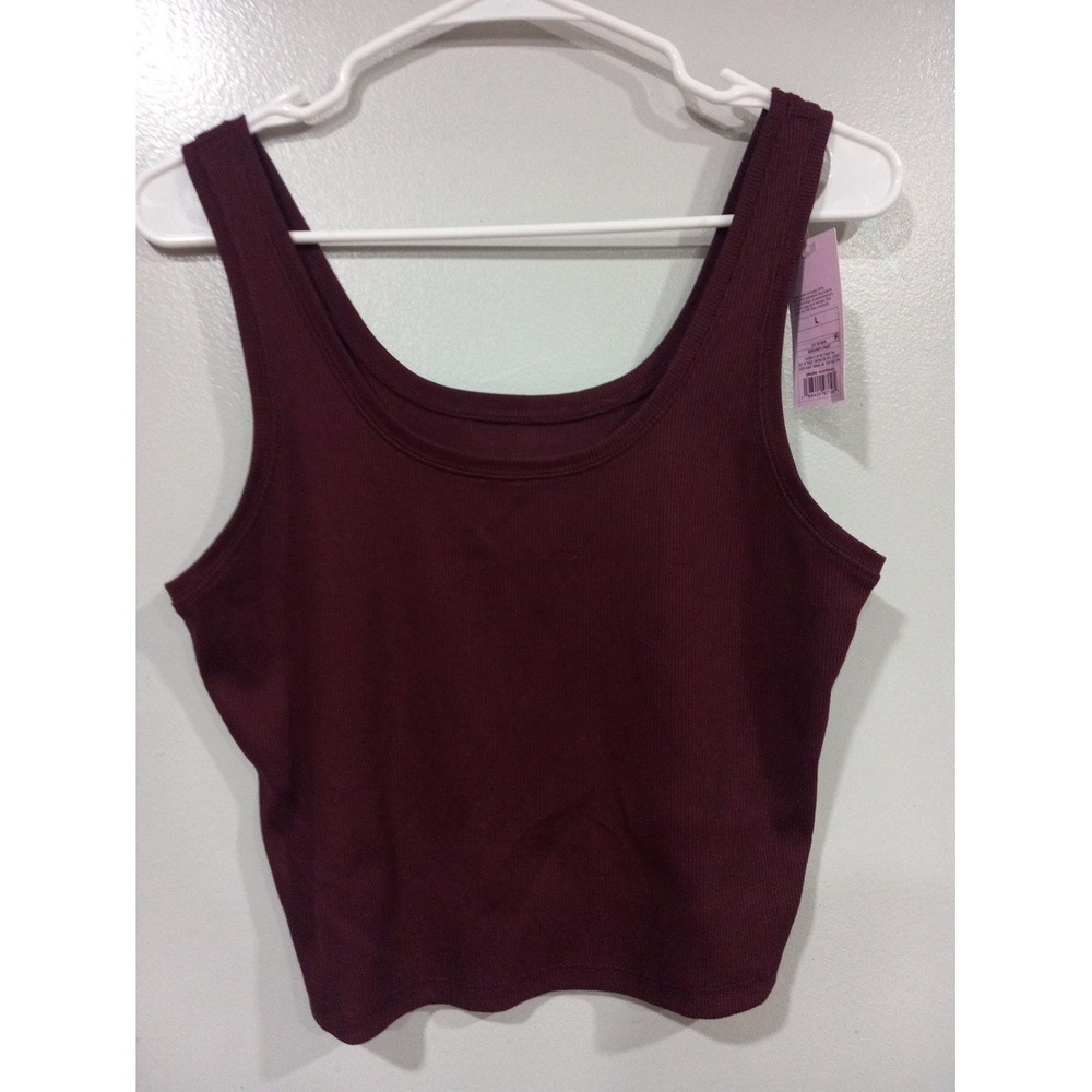 Wild Fable Womens Burgundy Cropped Ribbed Tank Top Size Large NWT